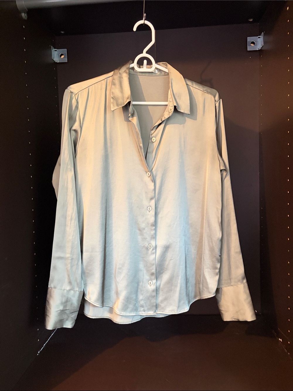 Abercrombie & Fitch Sage Satin Button-Down Shirt